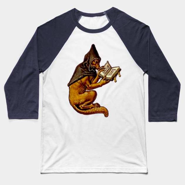 Medieval Reader Baseball T-Shirt by SenecaReads